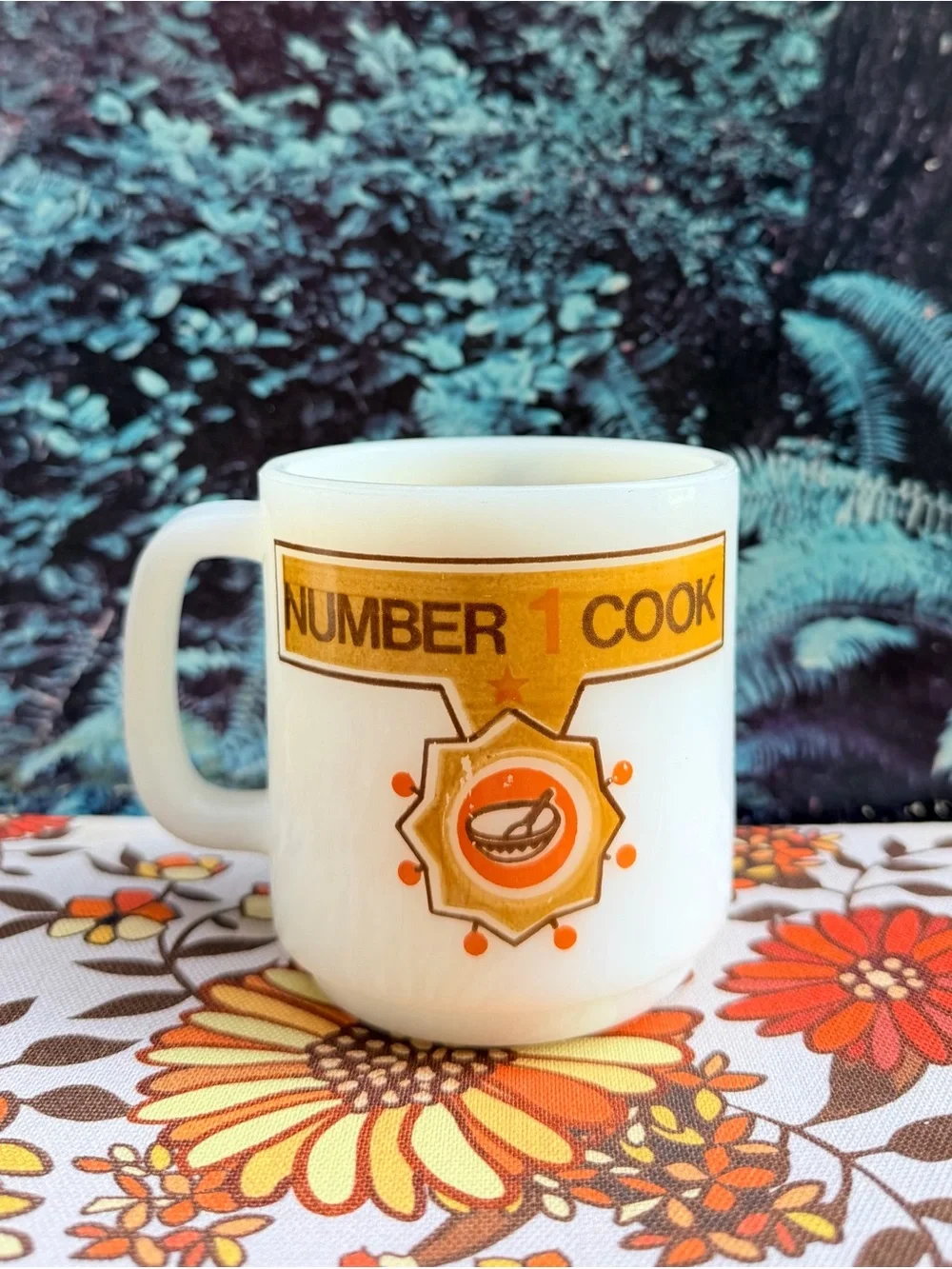 👨🏻‍🍳 Kitschy Vintage (1970s) “World’s Greatest Cook” Mug; Glassbake 👨🏻‍🍳